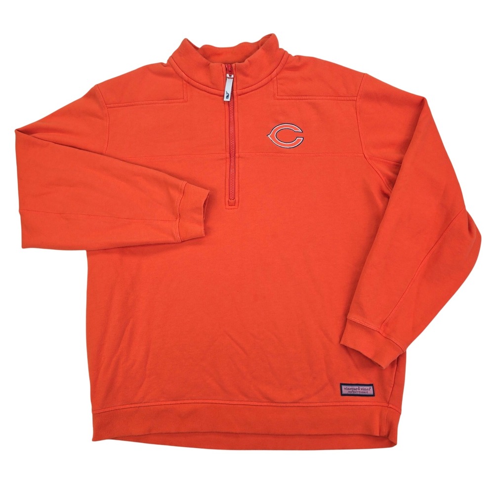 Vineyard Vines Chicago Bears 1/4 Zip Pullover Mens XL Orange Shep Shirt NFL Logo
